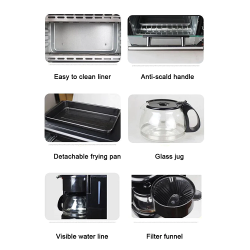 2788 3 IN 1 BREAKFAST MAKER PORTABLE TOASTER OVEN GRILL PAN & COFFEE MAKER